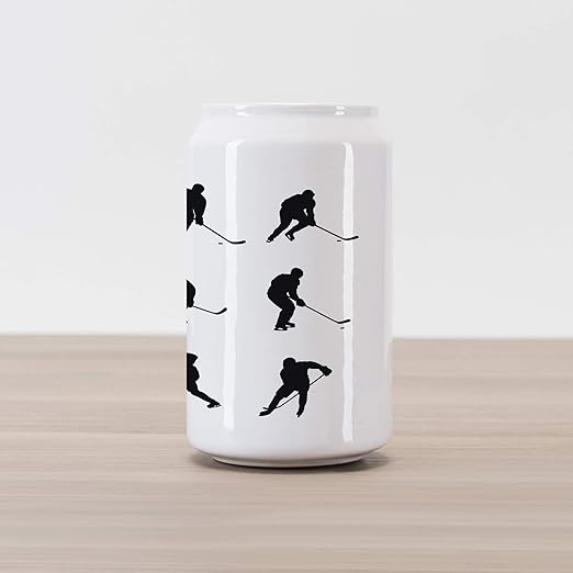 Amazon Co Jp Ambesonne ホッケー コーラ 缶型 貯金箱 プレイヤーのシルエット 黒と白の異なる位置 スティック付き セラミック コーラ型 コインボックス 貯金箱 貯金箱 ブラック ホワイト ホーム キッチン