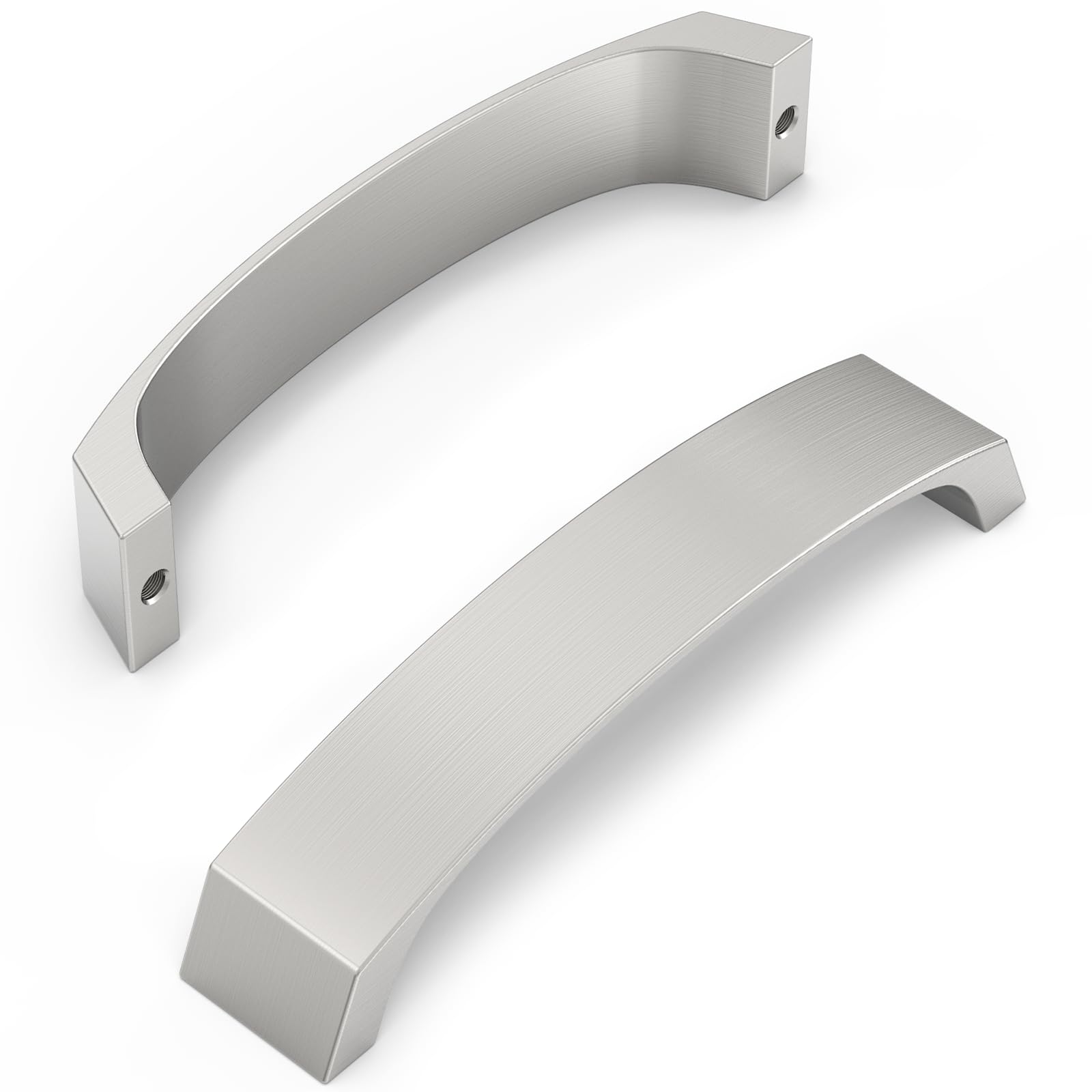 FURNIWARE Pack of 10 Brushed Nickel Cabinet Handles, Cupboard Handles Drawer Pulls 128mm(5 Inch) Hole Center, Hardware Modern Kitchen Cabinet Door Handles, for Kitchen and Bathroom Cabinets Cupboard