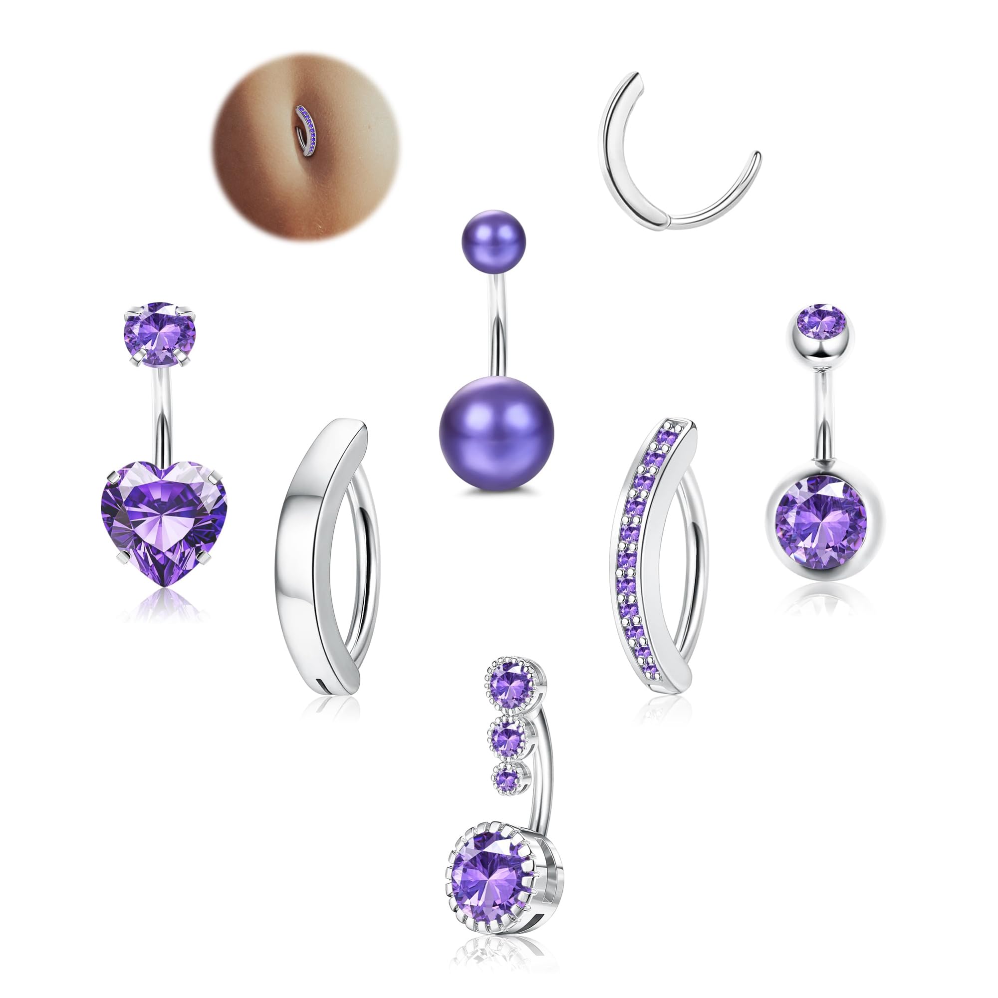 LOLIAS Purple Belly Button Rings Surgical Stainless
