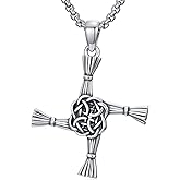 Lattd Saint Brigid Cross Necklace 925 Sterling Sliver Brigid Cross Pendant Irish Celtic Jewelry, w/Stainless Steel Chain 22”+2”