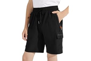 Dizoboee Boys Cargo Shorts, Lightweight Quick Dry Athletic Shorts for Outdoor Golf Hiking Zipper Pockets