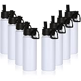 Volhoply 16 OZ Kids Water Bottle Bulk 8 Pack,Insulated Sports Bottles with Straw Lid,Stainless Steel Bottle with Handle Keep Cold & Hot,Double Wall Vacuum Tumbler Cups for School(White, 8)