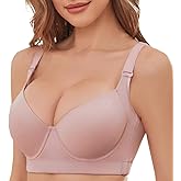 Pormist Bras for Women Push Up Bra Back Fat Smoothing Bra Comfort Lightly Padded Underwire Support T-Shirt Bras