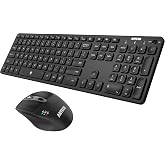 Arteck Universal Multi-Device Bluetooth Keyboard and Mouse Full Size Wireless Bluetooth Keyboard and Ergonomic Mouse Set for Windows, iOS, Android, Computer Desktop PC Laptop iPad Tablet Smartphone