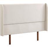 Ningering Queen Size Headboard Only, Linen Wingback High Headboard (Tan) | Upholstered fabric headboard, wood free standing tall queen headboard for beds, wall-mounted easy assembly, 48'' H