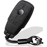 Xmzaimy Key Fob Cover for Mercedes Benz 2017-2020 E-Class S-Class 2019-2021 A-Class C-Class G-Class C E S G GLA GLC GLS GL GLE GLS Key case Smart Button Keys Case Protector Suede (Black, Style B)