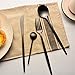 Huluwa Flatware Set Stainless Steel Cutlery Set Dinnerware Steak Knife and Fork and Spoon Tableware Set, Matte Black, 1 Set