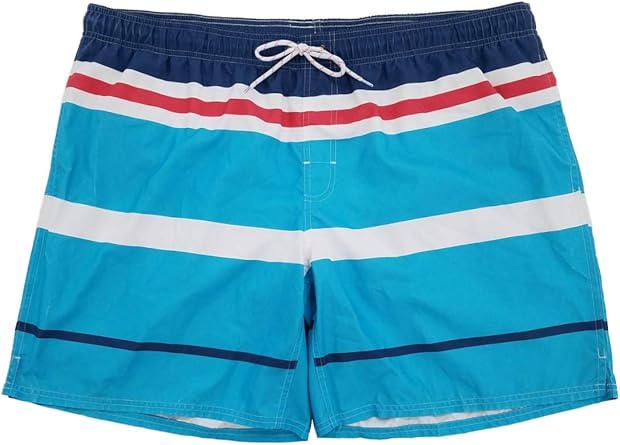 blue striped swim shorts