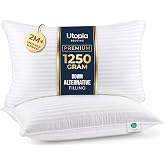 Utopia Bedding Hotel Bed Pillows for Sleeping, Pillows King Size Set of 2 | Down alternative pillows, cooling hotel quality, luxury comfort for back, side &amp; stomach sleepers, Premium Stripes, White