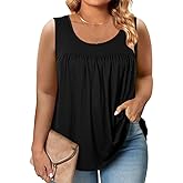 Eytino Plus Size Tank Tops for Women Sleeveless Crew Neck Summer Casual Loose Tee Shirts(1X-5X)