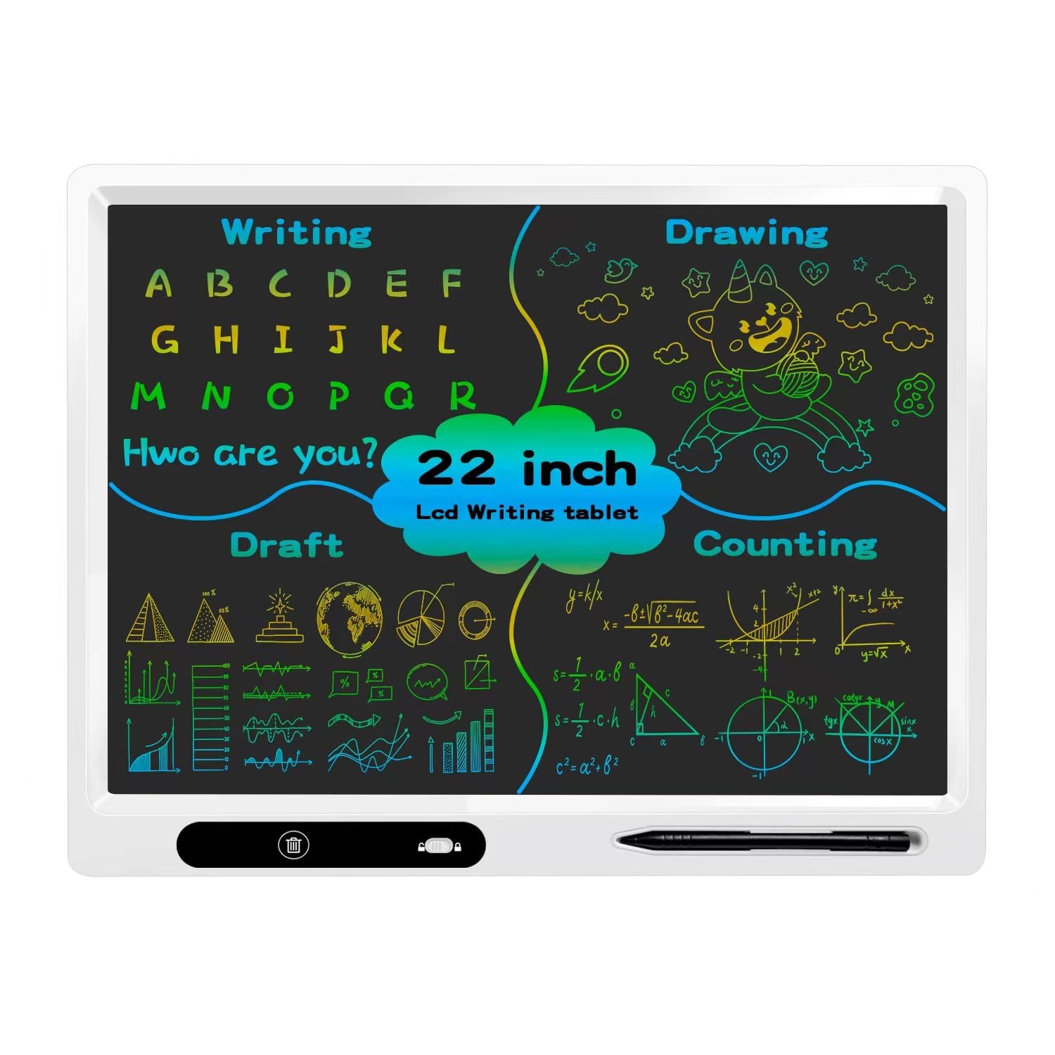 LCD Writing Tablet for Kids, 22 Inch Writing Board for Kids with 2pens and Adjustable Bracket, Adult Teacher Home School Education Office Supplies, Educational Toys for 3-12 Years Boys and Girls