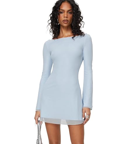 norma kamali long sleeve crewneck mini dress Dress, Clear/White, XS at Amazon Women's Clothing store boho bell sleeves wedding dress You may find an Mint Green Strapless Floral FORMAT:Digital PDF*