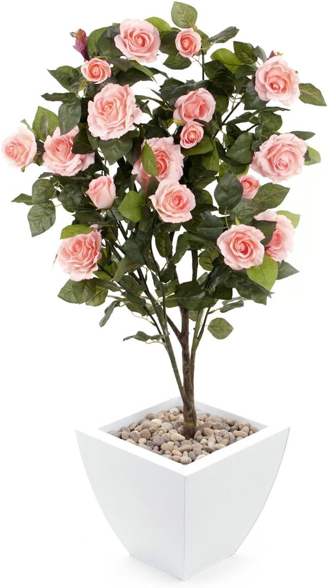 Closer2Nature Artificial 3ft 4" Pink Rose Bush - Portofino Planter Not Included