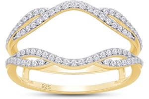 SAVEARTH DIAMONDS 2/5 cttw Round Cut Moissanite & Lab Grown Diamond Double Infinity Wedding Ring Guard Enhancer For Women In 14K Gold Over Sterling Silver (0.40Cttw)