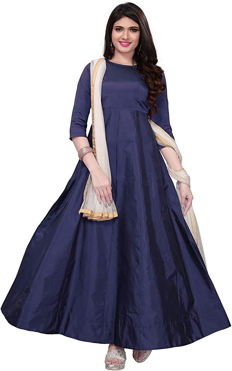 Fragrance Trendz Women's Tapeta Silk Anarkali Fancy Gown. (204_Free Size)