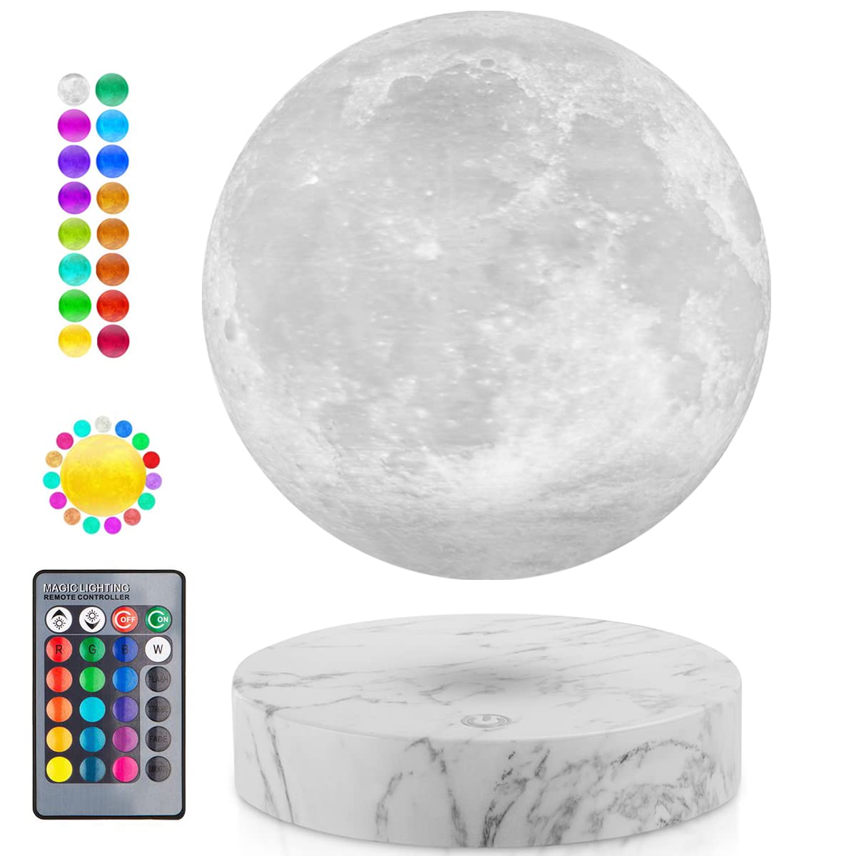 Photo 1 of exekoml Levitating Moon Lamp, Floating and Spinning Moon Lamp 16 Colors LED Lighting Magnetic Levitation Luna Night Lights for Home Office Room Desk Decoration Unique Gifts