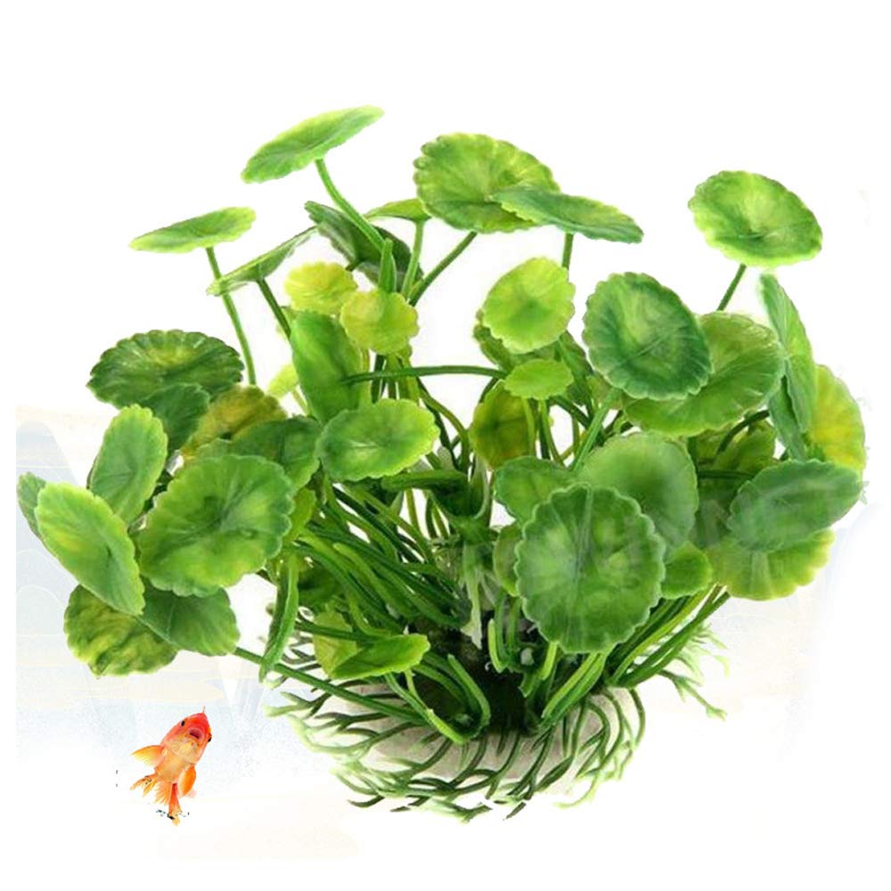 VOANZO Pack of 5 Artificial Aquarium Plants, Small Size Fish Tank Decorations Home Décor Plastic(Green)