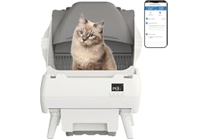 LOHHUBY Automatic Cat Litter Box Self Cleaning - App Control, Open-Design, Smart Health Monitor, Suitable for Medium Cats and Kittens, Anti-Pinch Safety, Quiet Operation, A Trusted Companion for Life - White