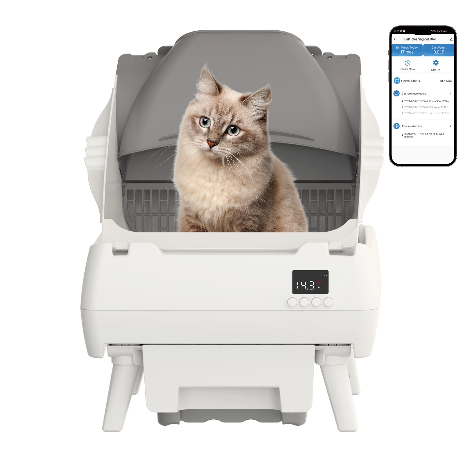 Photo 1 of *USED*
Automatic Cat Litter Box Self Cleaning - App Control, Open-Design, Smart Health Monitor, Suitable for Medium Cats and Kittens, Anti-Pinch Safety, Quiet Operation, A Trusted Companion for Life - White