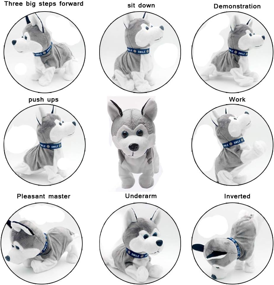 Yissma Electronique Pour Animaux De Compagnie Robot Chien Husky Chiens En Peluche Bebe Jouet Controle Sonore Animal Chien Jouet Tout Petit Enfants Fille Amazon Fr Cuisine Maison