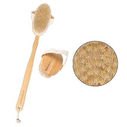 Sacred Salts Wooden Body Bath Brush With Detachable and Long Handle, Beige, 125 g