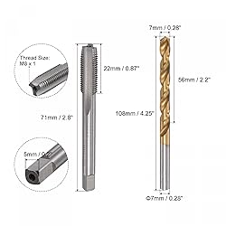 uxcell M8 x 1 Straight Flute Thread Tap and 7.0mm
