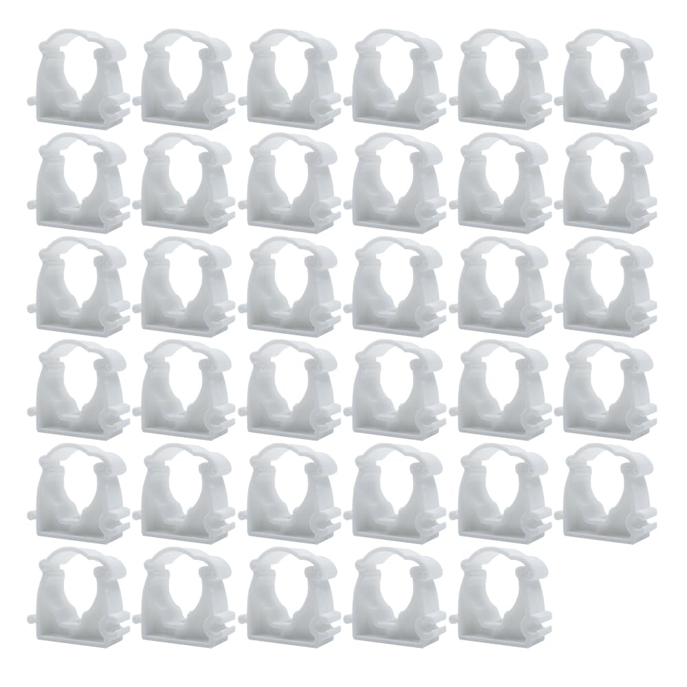 HLIWS PVC Water Pipe Clamps Clips,35 PCS Inner Diameter 20mm,Tubing Clips,Push-Fit Fittings Pipe Clips,Snap Single Hinged Pipe Clamp(White)