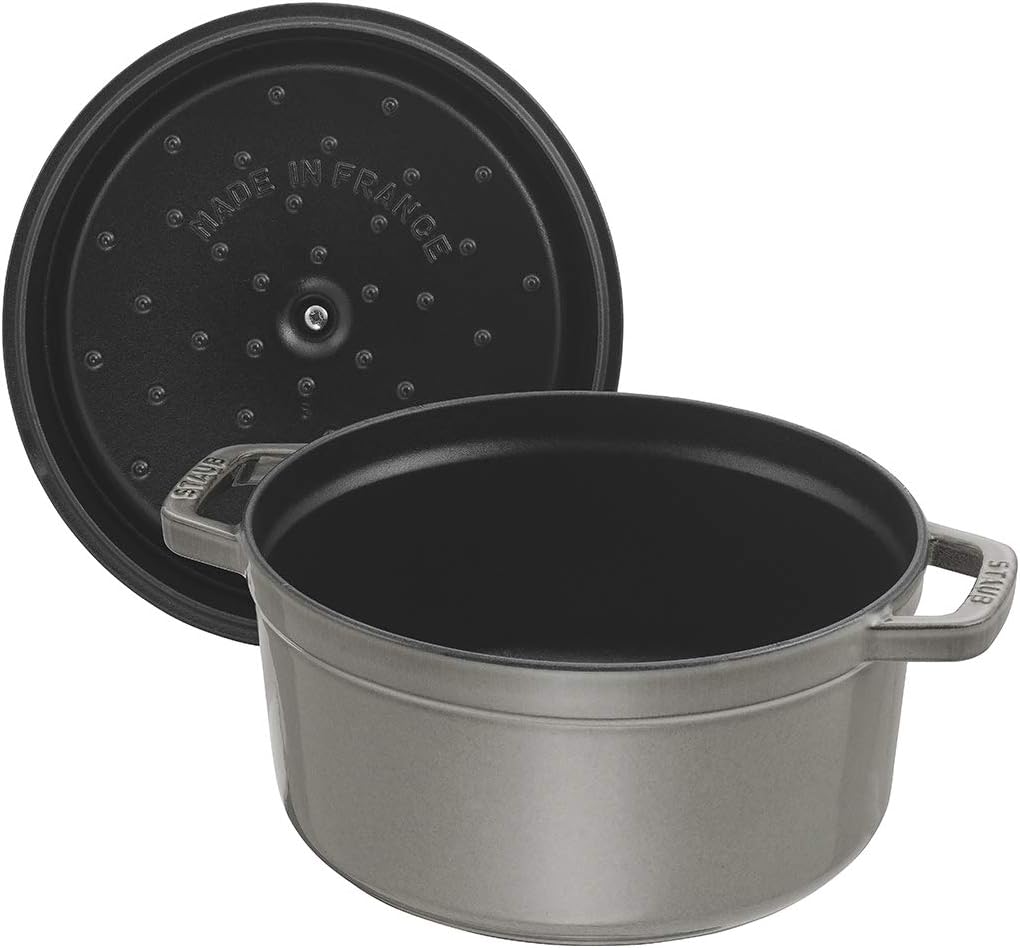 Staub 1003926 Cast Iron Roaster/Cocotte, Round 28 cm, 6.7 L, Graphite Grey, graphite-grey, 28cm - Image 5