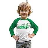 Toddler Baby Boy St. Patricks Day Shirt Cute Shamrock Truck Graphic Raglan Long Sleeve T-Shirt Irish Clover Tops