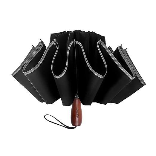 Lejorain Large Reversible Umbrella 50 Inch Windproof Folding Inverted