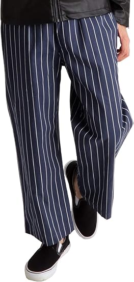 Amazon ラフタス Rafftas ゆったり 涼しい 綿麻 ストレッチワイドパンツ メンズ ワイドパンツ Mサイズ ネイビーストライプ ロングパンツ 通販