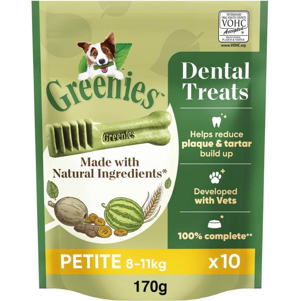 Greenies Original Adult Petite Dog Treats 10 x Dental Chews 170g (Pack of 6)