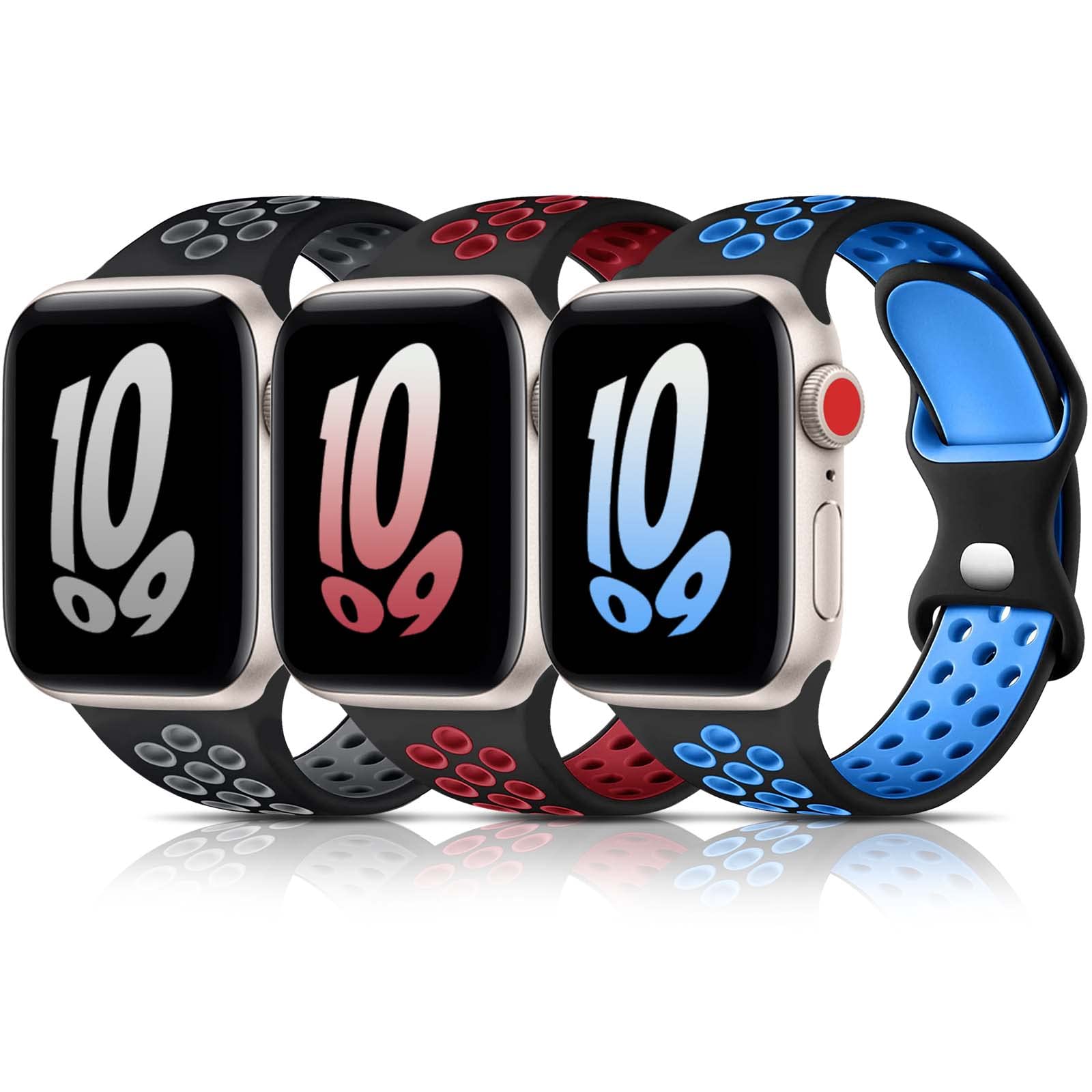 Photo 1 of Bandkids 3 Pack Rainbow Bands Compatible for Apple Watch Band Kids,Soft Silicone Loop Strap for Apple Watch Series 10/9/Ultra/8/7/6/5/4/3/2/1/SE 38mm 40mm 41mm & 42mm 44mm 45mm 49mm