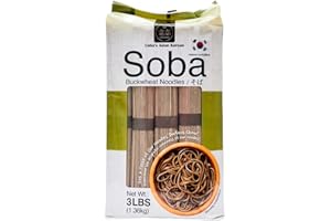 UNHA'S ASIAN SNACK BOX Unha's Japanese Soba Noodles, Air Dried Buckwheat Noodle, 3 Simply Ingredients, 3-Pound (Pack of 1) for Cold or Hot Soup Product of Korea