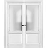 Sliding French Double Pocket Doors 60 X 80 Inches Frosted Glass 9