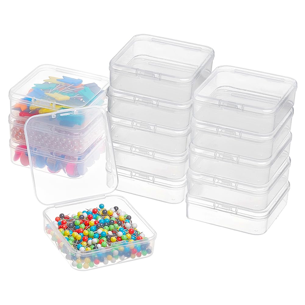 BENECREAT 18Pack Square Mini Clear Plastic Bead Storage Containers Box Case with lid for Items, Cards, Tiny Bead, Jewerlry Findings, and Other Small Items