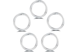 NEWZENRO 5Pcs Stainless Steel 16G 18G Sleeper Hoop Earrings for Women Men Septum Hinged Clicker Nose Lip Ring Helix Daith Cartilage Tragus Piercings Tiny Small Huggie Hoops Hypoallergenic Sensitive Ears Jewelry