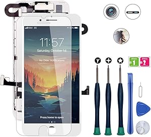 for iPhone 8 Screen Replacement, LCD Display 3D Touch Screen Digitizer Full Assembly with Proximity Sensor, Ear Speaker and Front Camera (Screen Replacement for iPhone 8 White)