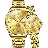OLEVS Couple Quartz Watch Luminous Calendar Date Business Formal Luxury Men's and Women's Watch Waterproof Casual Stainless Steel Couple Wedding Romantic Watch 2 Pieces