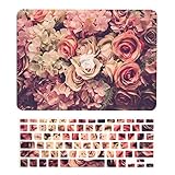 TOP CASE – 2 in 1 Bundle Deal Floral Pattern Rubberized Hard Case + Keyboard Cover Compatible with Apple MacBook Air 13