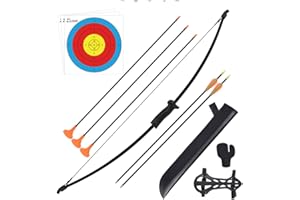 YLSIO ARCHERY Recurve Bow and Arrow Set Outdoor for Children Youth Junior Archery Beginner Training Includes 2 Types 5 PCS Arrows, Armguard, Quiver, Target Face and Finger Tab