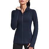 PINSPARK Women's Athletic Jackets Slim Fit Workout Jacket Full Zip Up Running Gym Yoga Sports Tops with Pockets
