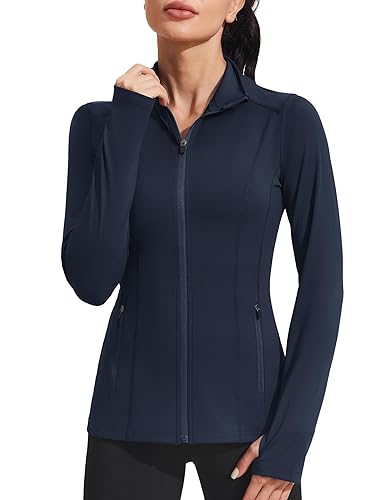 PINSPARK Workout Jacket for Women Zipper Up Workout Jackets Long