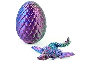 PETBSNVB 3 Colors 3D Printed Dragon with Wings in Egg, Easter Basket Stuffers, Crystal Dragon Surprise in Eggs, Articulated Dragon, Dragon Fidget Toy, Home Office Decor Executive Desk Toy (Purple)