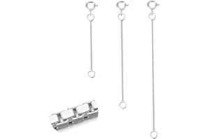 LANCHARMED 3 Pcs 925 Sterling Silver Box Chain Necklace Extenders | Durable Strong Removable Necklace Bracelet Anklet Extension Jewelry Making Chains (2 3 4 Inch, 0.8/1mm)