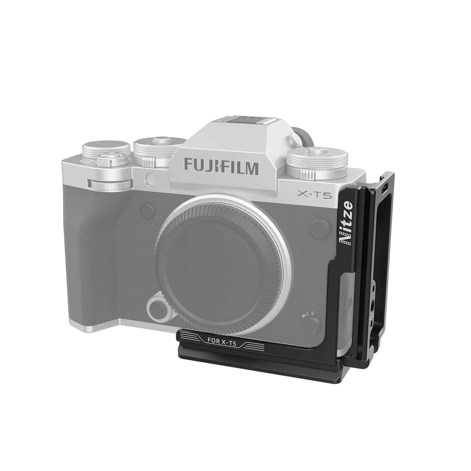 Nitze XT5 L Bracket for Fujifilm X-T5 Camera, with Dual Built-in Arca Swiss Quick Release Plates and 1/4" Locaiting Hole and 1/4" Threaded Holes - T-F05A