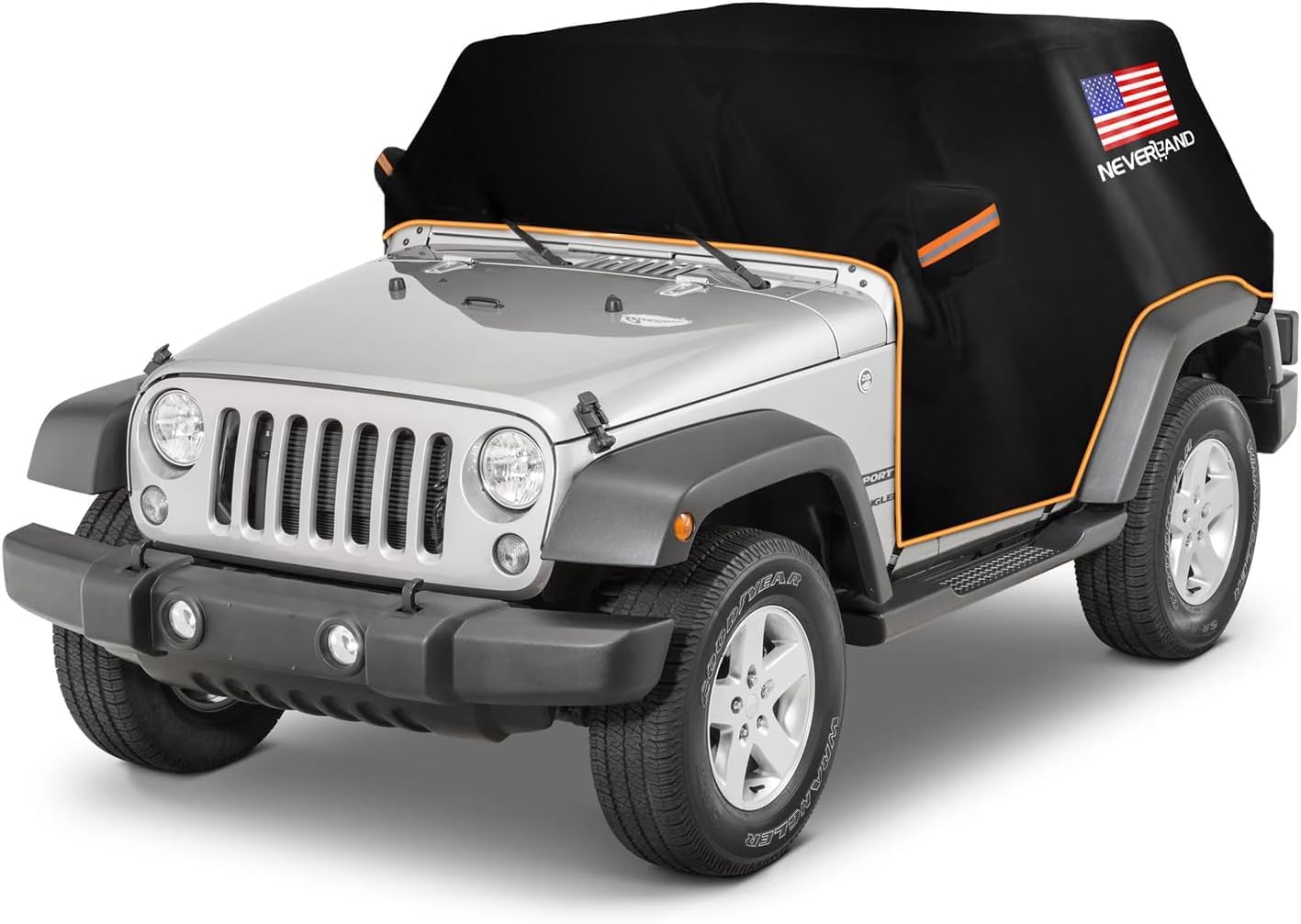 Photo 1 of NEVERLAND Wrangler Cab Cover Waterproof - 2007-2025 Jeep Wrangler JK JL CJ TJ 2 Door, Half Car Cover Outdoor Oxford with Reflective Strip, Sun Snowproof Cab Car Cover Black