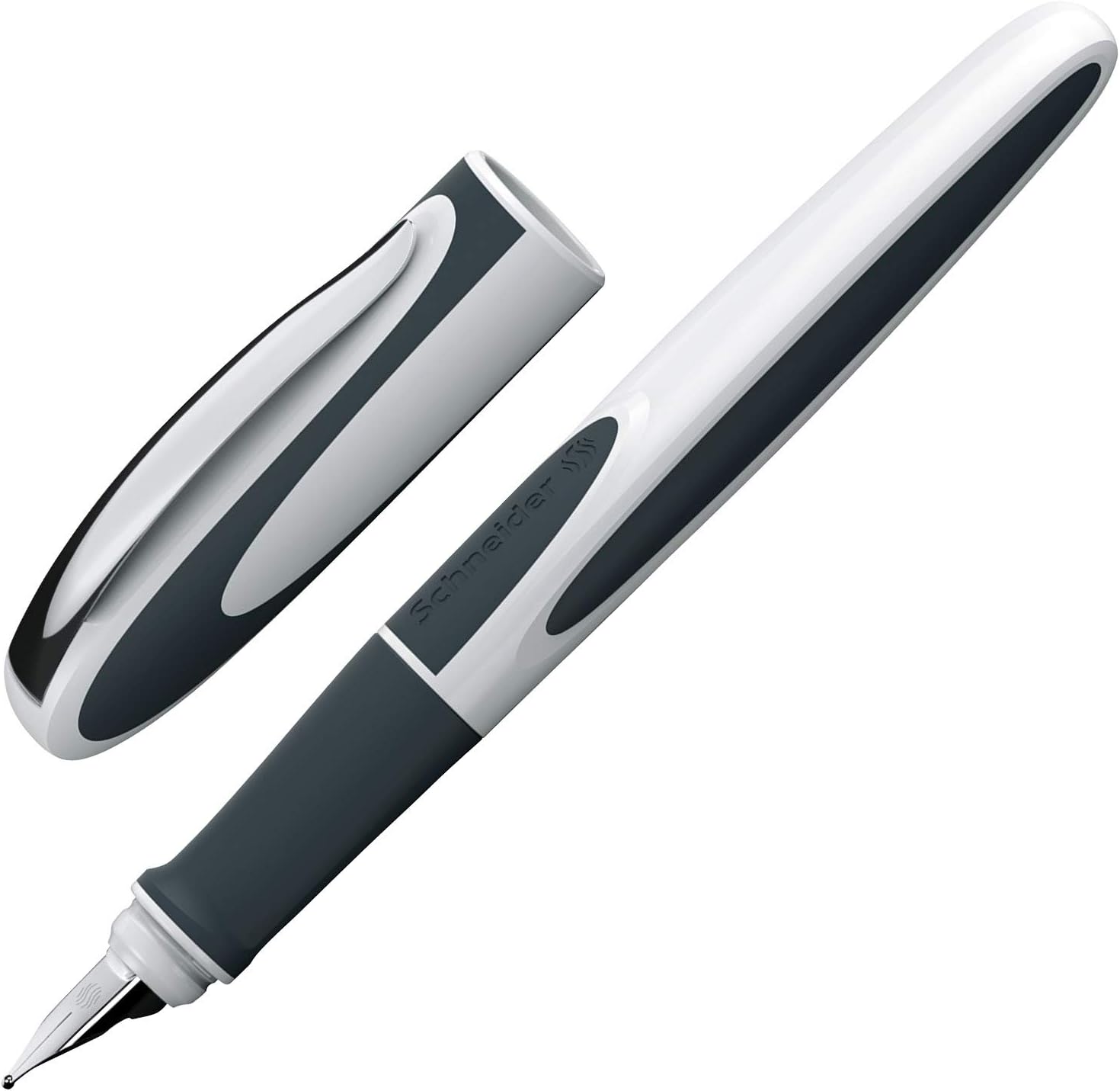 Schneider fountain pen, Ray, spring and grip for left-handed, L, blue/grey, 168403 For Left-Handers Füllhalter L white/grey