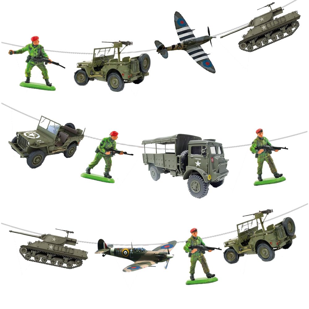 AK Giftshop Army Military Mix Bunting Party Decorations - 12pcs / 2.5m Ribbon