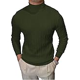 iudam Men's Mockneck Sweaters Long Sleeve Slim Fit Casual Pullover Cable Knit Turtleneck Jumpers Sweaters